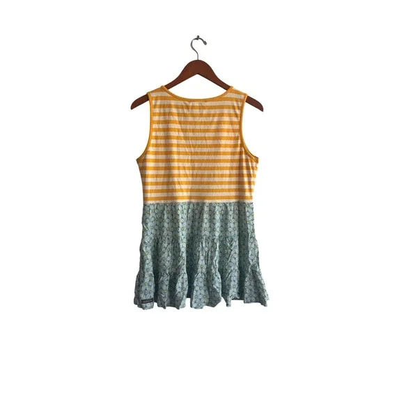 Matilda Jane Womens Yellow Striped Floral Tiered Tunic Top Sleeveless Medium NWT - Picture 4 of 4